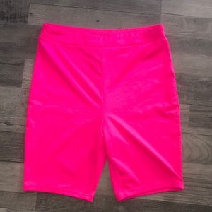 Neon pink biker shorts